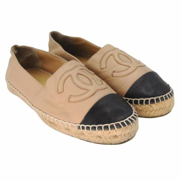 Chanel Embroidered Espadrille 37 Leather CC Cap Toe Flats CC-0803N-0007 - Picture 5 of 11